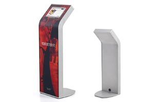 sleek mini-kiosk houses mobile survey powered by RollaPoll